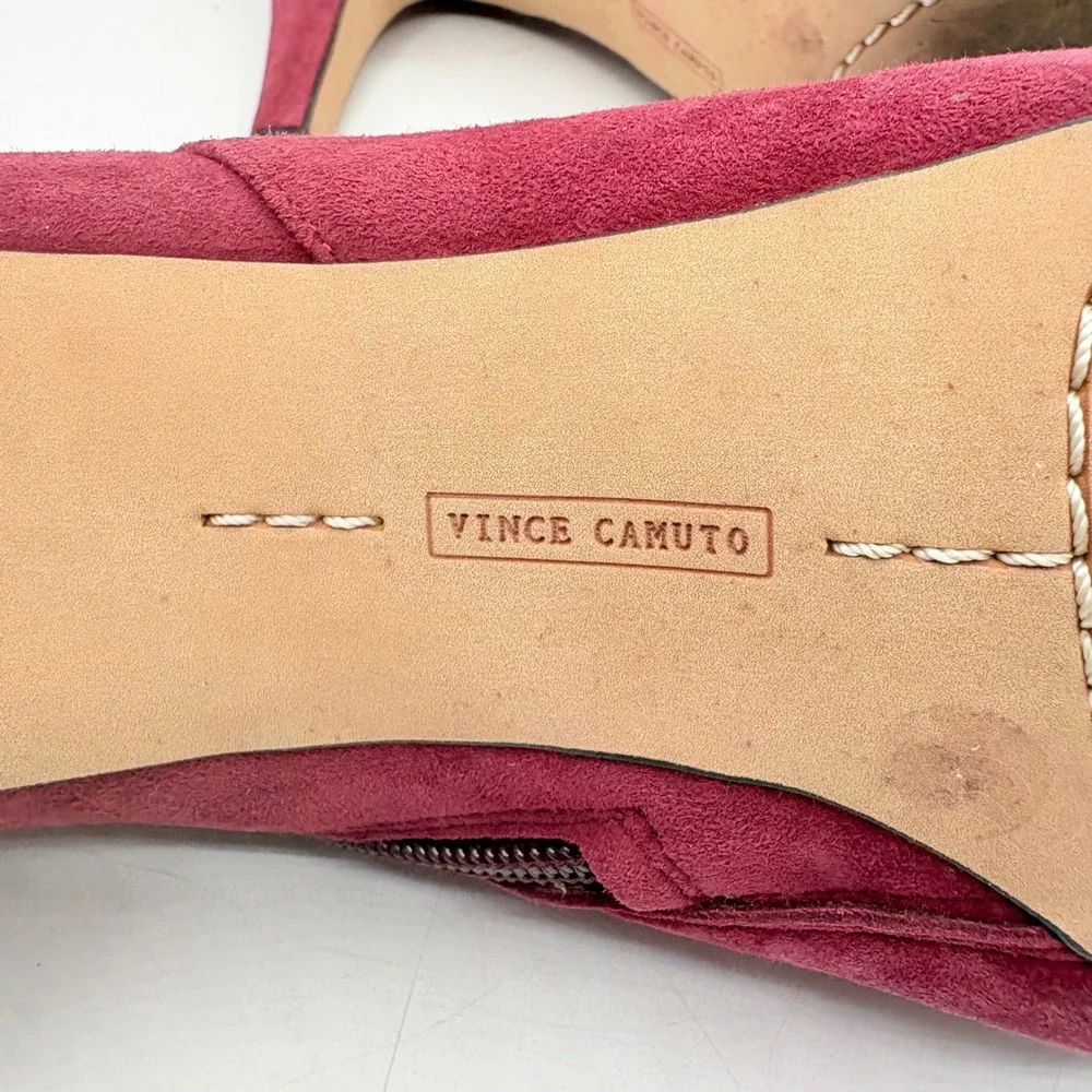 Vince Camuto Vive Raspberry Pink Suede Ankle Booties Shooties Heels Womens 9M 39